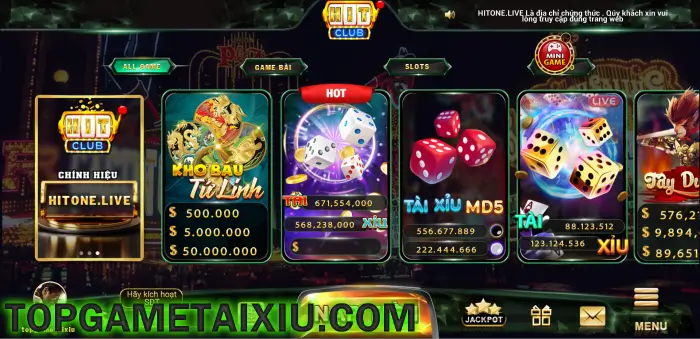 Giao diện game bài HitOne Live