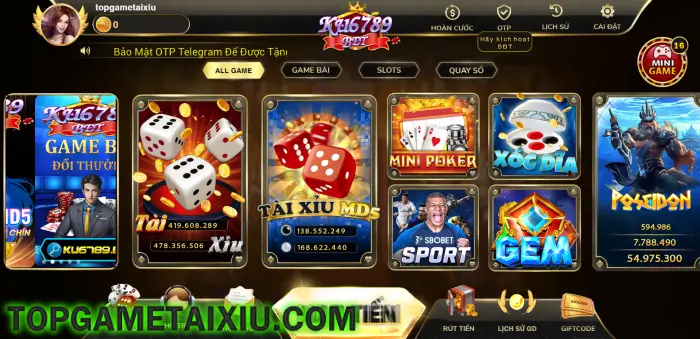 Ku6789 Bet có giao diện game cuốn hút