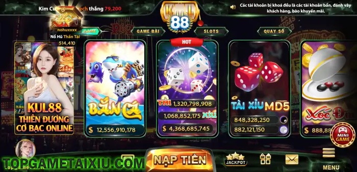 Giao diện Kul88 Fun được update mới về hiệu ứng