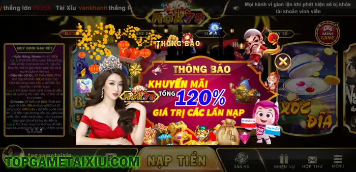 Thông báo khuyến mãi nạp tiền từ hệ thống Rok79 Club