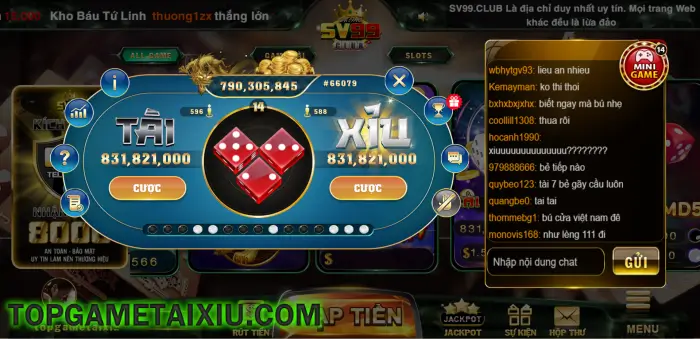 Tài xỉu là trò chơi ăn khách nhất server game SV99 Club