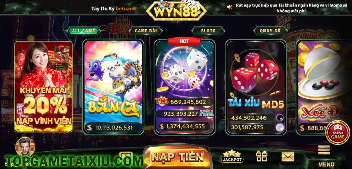 Kho trò chơi của Wyn88 Fun được update về số lượng