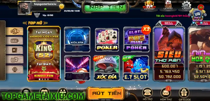 Giao diện game bài King52 Fun thể hiện sự sang trọng