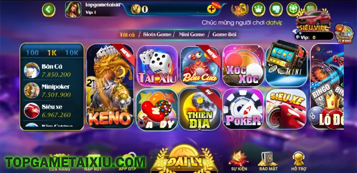 Hệ thống trò chơi và minigame đang có mặt tại SieuVip Win