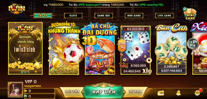 Hệ thống trò chơi và những đầu game đẳng cấp của iWin3 Club