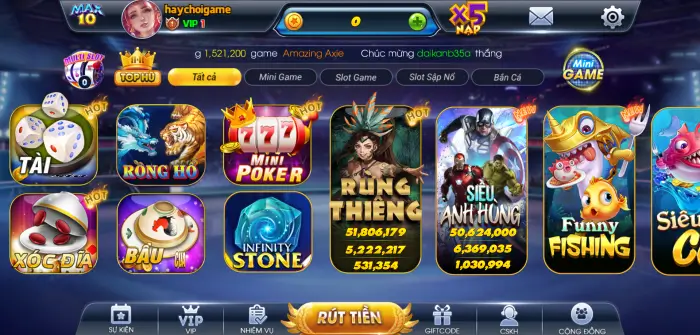 Hệ thống minigame và một số hình thức cá cược của Max10 Club