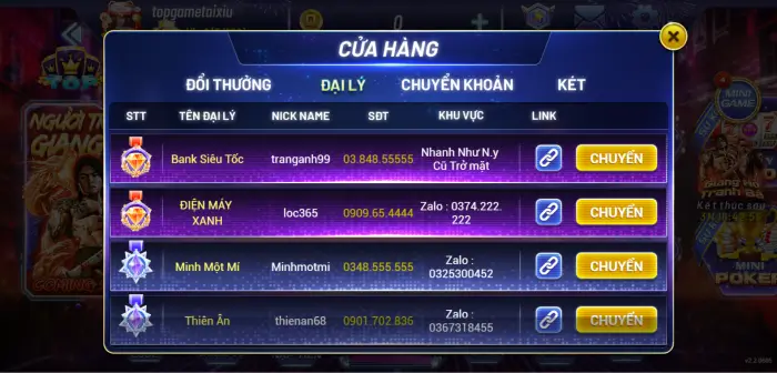 Hệ thống cửa hàng và đại lý đang hợp tác với cổng game TQ247 Vip