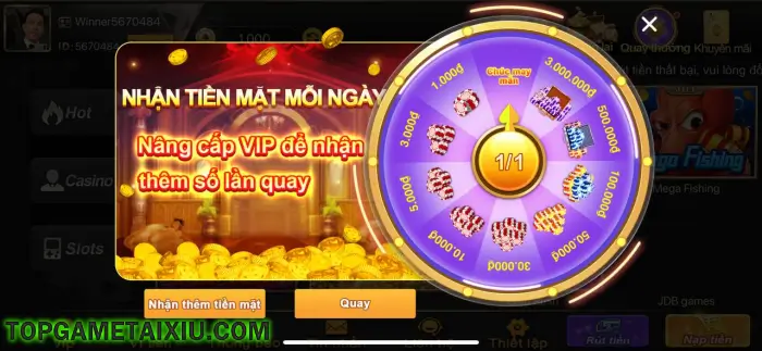 Quay vòng quay măn mắn, nhận tiền mặt mỗi ngày từ Win9 Club