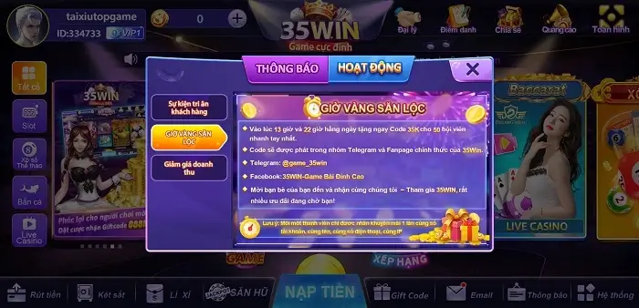 Vip35Win2 Com sự kiện