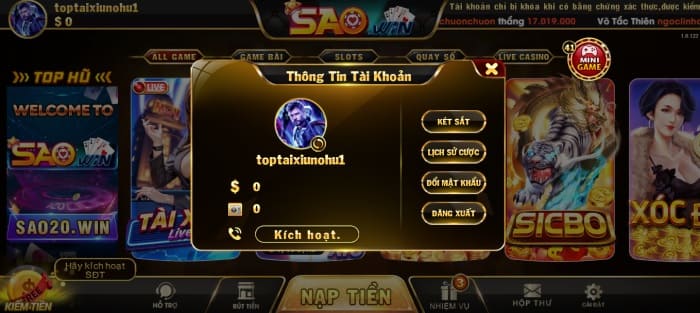 Thông tin bảo mật Sao20 Win