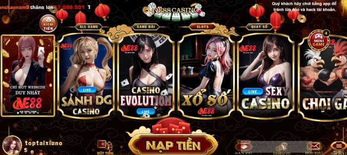 Giao diện game Ne88 live