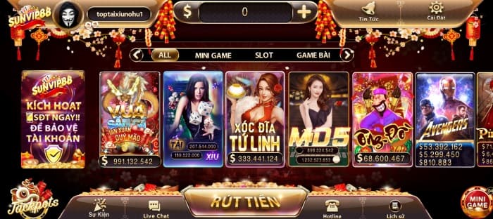 Giao diện Sunvip88 Bet