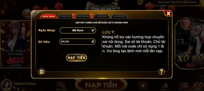 Hệ thống nạp rút Ne88 Live