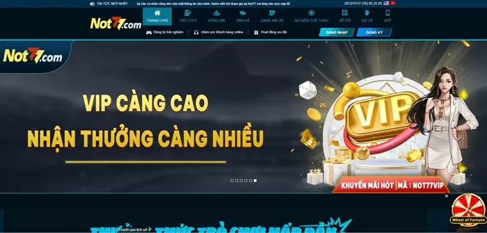 Nạp càng nhiều thưởng càng lớn tại Not77