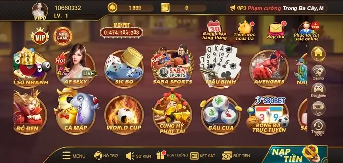 Giao diện cổng game Z66 Games