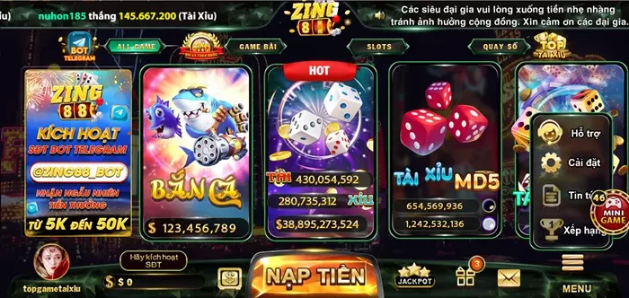 Hệ thống game của Zing88 Us