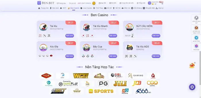 Các sản phẩm đặt cươc tại Ben20 Bet