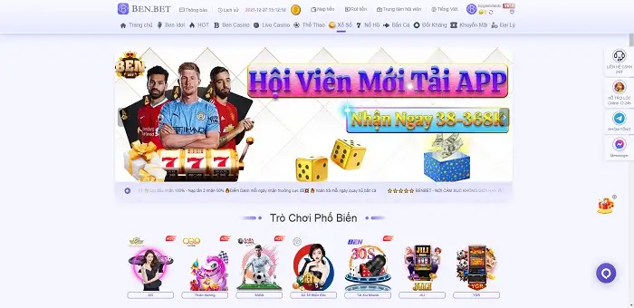 Giao diện nhà cái Ben20 Bet