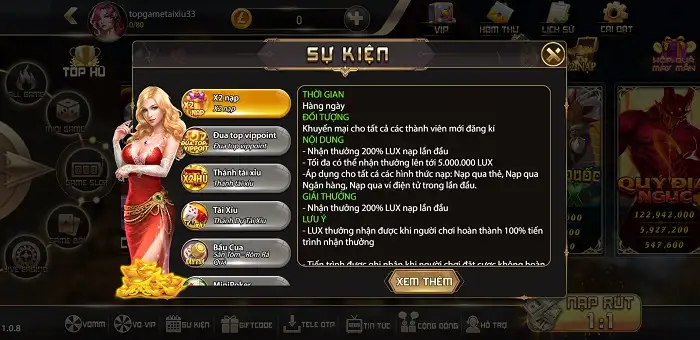 Sự kiện tại Lux999.Win